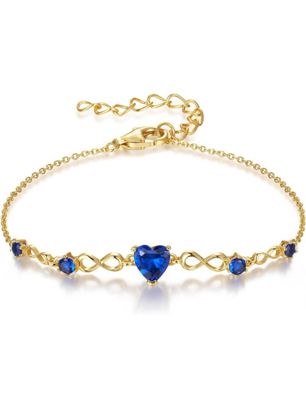 925 Sterling Silver Infinity Heart Birthstone Bracelet for Women - Elegant Gift